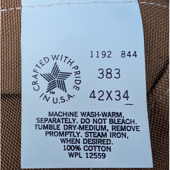Vintage NWT Carhartt Work Pants Mens 42x34 Made in USA New With Imperfections - Picture 7 of 14